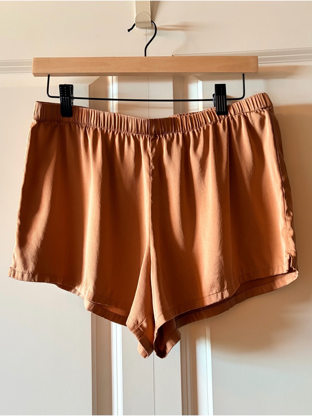 Haven Well Within washable silk lightweight lounge shorts in tan S